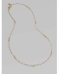Dominique Cohen | Metallic White Sapphire 18k Gold Bamboo Chain Necklace | Lyst