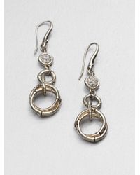 John Hardy | Metallic White Sapphire and Sterling Silver Drop Earrings | Lyst