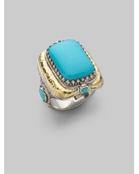 Konstantino | Blue Turquoise 18k Yellow Gold Sterling Silver Rectangular Ring | Lyst