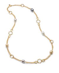 Majorica | Metallic 14mm Multicolored Baroque Pearl 18k Gold Vermeil Double Chain Necklace | Lyst