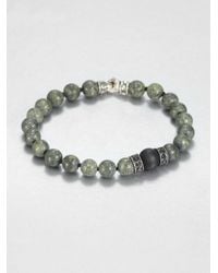 Scott Kay | Green Tigers Eye Black Onyx Black Sapphire and Sterling Silver Bracelet for Men | Lyst