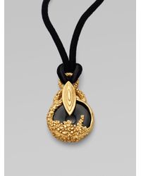 Saint Laurent | Black Onyx Pendant Necklace | Lyst