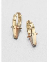 A.L.C. | Metallic Tricolor Pointed Huggie Hoop Earrings | Lyst