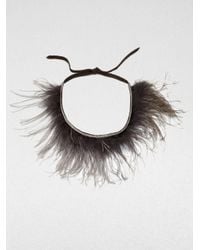 Brunello Cucinelli | Brown Ostrich Feather Necklace | Lyst