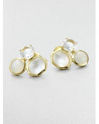 Ippolita | White Mother-Of-Pearl Moonstone Clear Quartz 18k Yellow Gold Earrings | Lyst