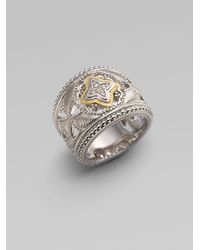 Judith Ripka | Metallic White Sapphire Sterling Silver 18k Yellow Gold Ring | Lyst