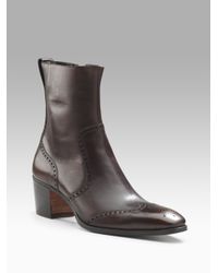 Saint Laurent | Brown Leather Johnny Boots for Men | Lyst