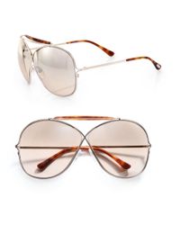 Tom Ford | Gray Metal Cross-over Aviator Sunglasses | Lyst