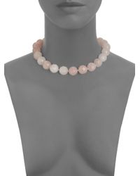 Carolee | Pink Rose Quartz Single Strand Necklace | Lyst