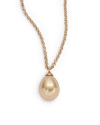 Majorica | Metallic Champagne Pear Pearl 18k Gold Vermeil Pendant Necklace | Lyst
