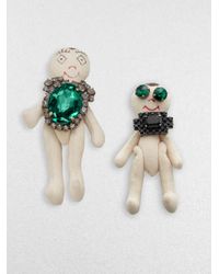 Marni | Green Multicolored Stone Accented Puppet Pin Set | Lyst