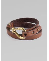 Ralph Lauren Blue Label | Brown Vachetta Leather Cuff Bracelet | Lyst