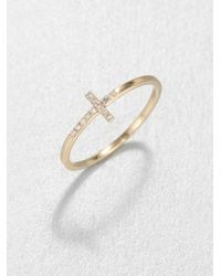 Sydney Evan | Metallic Diamond & 14k Yellow Gold Bent Cross Ring | Lyst
