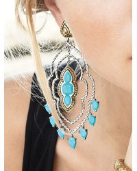 John Hardy | Blue Sterling Silver 18k Gold Turquoise Chandelier Earrings | Lyst