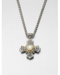 Konstantino | Metallic Motherofpearl 18k Gold Sterling Silver Cross Pendant Necklace | Lyst