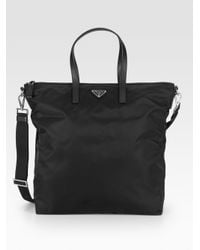 Prada | Black Nylon & Leather Tote Bag for Men | Lyst