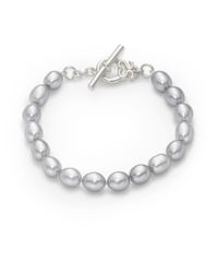 Slane | Metallic 7mm Grey Oval Freshwater Pearl Bracelet | Lyst