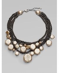 St. John | Metallic Glass Pearl Layered Bib Necklace | Lyst