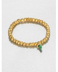 Sydney Evan | Metallic Jade Diamond 14k Yellow Gold Pyrite Beaded Stretch Bracelet | Lyst