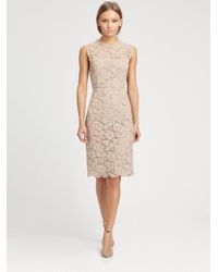 Valentino Tonal Lace Dress in Natural - Lyst