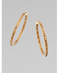 Michael Kors | Metallic Goldtone Crystal Inside Outside Hoop Earrings | Lyst