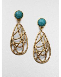 Oscar de la Renta | Metallic Turquoise and Quartz Drop Earrings | Lyst