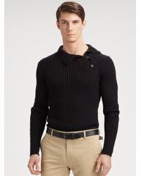 Ralph Lauren Black Label Turtleneck Button Sweater in Black for Men - Lyst