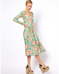 asos midi floral dress pixelated skater