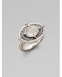 Judith Ripka | Metallic Hematite White Sapphire Crystal Sterling Silver Ring | Lyst