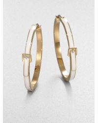 Michael Kors | Metallic White Epoxy Goldtone Steel Hoop Earrings | Lyst