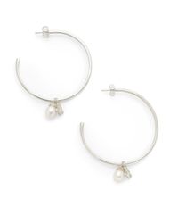 Slane | Metallic Bee White Oval Pearl Hoop Earrings | Lyst