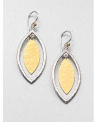 Gurhan | Metallic Willow 24k Yellow Gold & Sterling Silver Marquis Drop Earrings | Lyst
