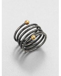 Gurhan | Metallic 24k Yellow Gold & Blackened Sterling Silver Spring Wrap Ring | Lyst