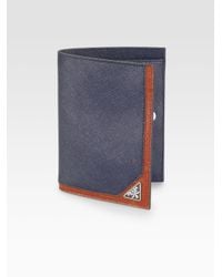 Prada | Blue Vertical Leather Wallet for Men | Lyst