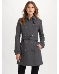 Burberry Brit | Gray Double-breasted Coat | Lyst