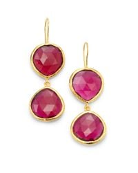 Coralia Leets | Pink Double Stone Drop Earringsred Hydro Quartz | Lyst
