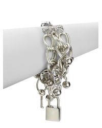 Boutique Moschino | Metallic Triple Strand Lock Key Bracelet | Lyst
