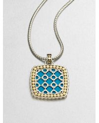 John Hardy | Metallic Turquoise 18k Yellow Gold and Sterling Silver Enhancer | Lyst