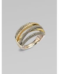 Lagos | Metallic Diamond Accented 18k Gold Sterling Silver Unlaced Ring | Lyst