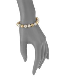 Majorica | 8mm12mm Crema Rosa White Champagne Pearl 18k Gold Vermeil Strand Bracelet | Lyst