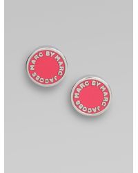 Marc By Marc Jacobs | Pink Enamel Accented Disc Earrings | Lyst