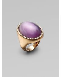 Roberto Coin | Metallic Amethyst Diamond 18k Rose Gold Ring | Lyst