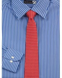 mens blue striped dress shirt