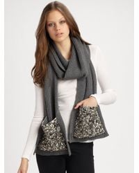 Burberry | Gray Jewel Embellished Knit Scarf | Lyst