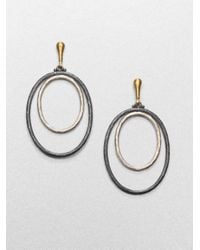 Gurhan | Metallic Hoopla 24k Yellow Gold & Sterling Silver Double Oval Drop Earrings | Lyst