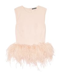 Alexander McQueen Silkcady and Feather Top in Baby Pink (Pink) - Lyst