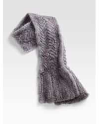 Pologeorgis | Blue Knitted Mink Chervon Scarf/brightener-added | Lyst