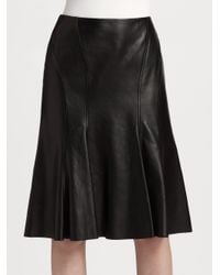 Ralph Lauren Black Label | Black Evali Leather Skirt | Lyst