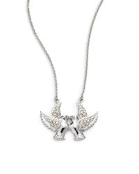 Sydney Evan | Diamond Kissing Sparrow Pendant Necklacewhite Gold | Lyst