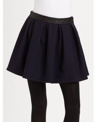 Burberry Brit | Blue Leather Accented Pleated Mini Skirt | Lyst
